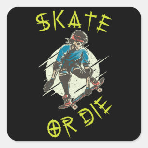 Schaats of die Skeleton Skateboarder Vierkante Sticker
