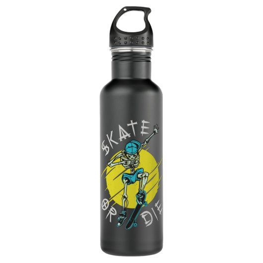 Schaats of die Skeleton Skateboarder Waterfles (Voorkant)