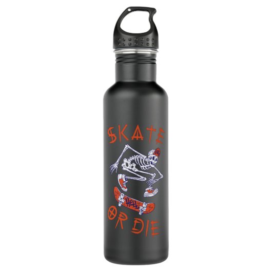 Schaats of die Skeleton Skateboarder Waterfles (Voorkant)