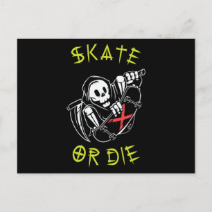 Schaats of grim Reaper Skeleton Skateboarder Briefkaart