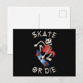 Schaats of grim Reaper Skeleton Skateboarder Briefkaart (Voorkant / Achterkant)