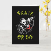Schaats of grim Reaper Skeleton Skateboarder Kaart (Gele Bloem)