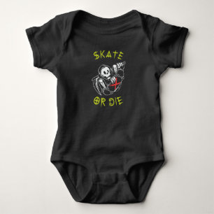 Schaats of grim Reaper Skeleton Skateboarder Romper