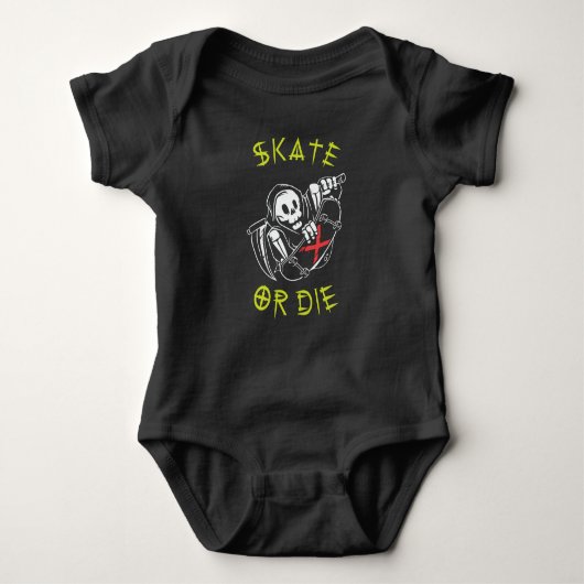 Schaats of grim Reaper Skeleton Skateboarder Romper (Voorkant)