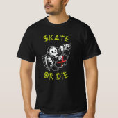 Schaats of grim Reaper Skeleton Skateboarder T-shirt (Voorkant)