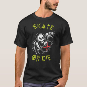 Schaats of grim Reaper Skeleton Skateboarder T-shirt