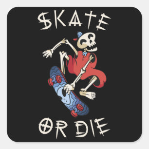 Schaats of grim Reaper Skeleton Skateboarder Vierkante Sticker