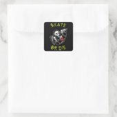 Schaats of grim Reaper Skeleton Skateboarder Vierkante Sticker (Tas)