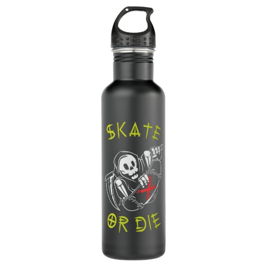 Schaats of grim Reaper Skeleton Skateboarder Waterfles (Voorkant)