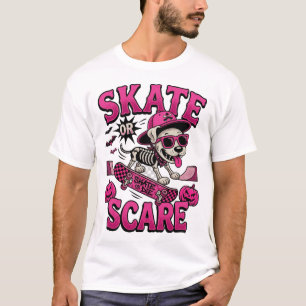 Schaats of Schrik Halloween Skelet Hond Skateboard T-shirt