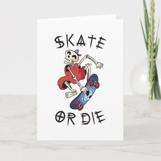 Schaats of sterf grappig Skelet Skateboarder Kaart (Voorkant)