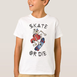 Schaats of sterf grappig Skelet Skateboarder T-shirt