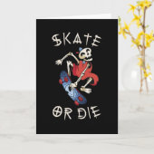 Schaats of sterf Grim Reaper Skelet Skateboarder Kaart (Gele Bloem)