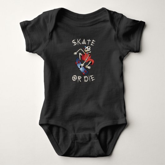 Schaats of sterf Grim Reaper Skelet Skateboarder Romper (Voorkant)