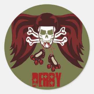 Schaats of sterf met engel vleugels ronde sticker