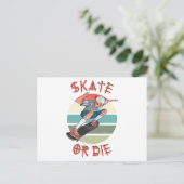 Schaats of sterf Skateboarder Jongen Briefkaart (Staand voorkant)