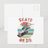 Schaats of sterf Skateboarder Jongen Briefkaart (Voorkant / Achterkant)