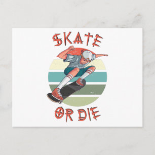 Schaats of sterf Skateboarder Jongen Briefkaart