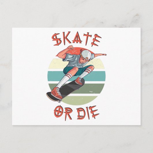 Schaats of sterf Skateboarder Jongen Briefkaart (Voorkant)