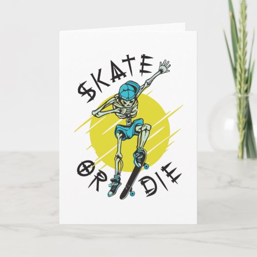 Schaats of sterf Skelet Skateboarder Kaart (Voorkant)