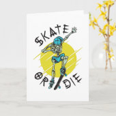 Schaats of sterf Skelet Skateboarder Kaart (Gele Bloem)