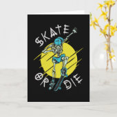 Schaats of sterf Skelet Skateboarder Kaart (Gele Bloem)