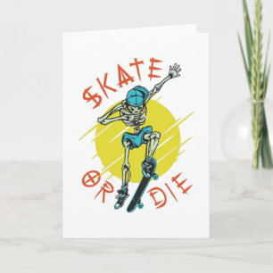 Schaats of sterf Skelet Skateboarder Kaart