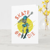 Schaats of sterf Skelet Skateboarder Kaart (Gele Bloem)