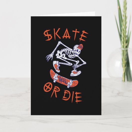Schaats of sterf Skeleton Skateboarder Kaart (Voorkant)
