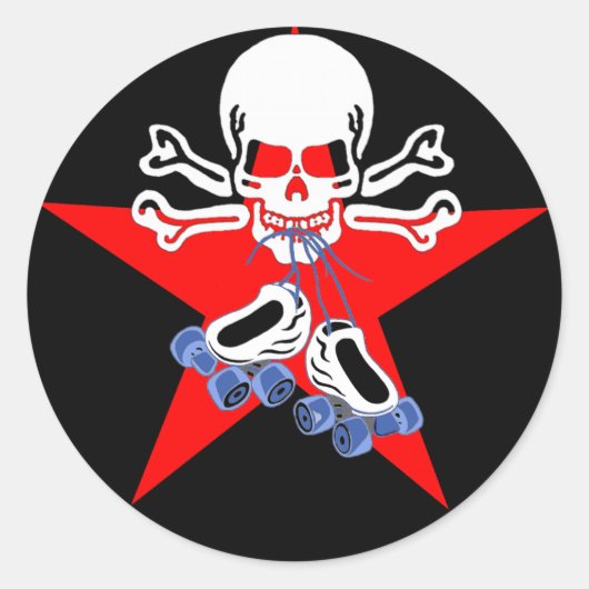Schaats of sterven met jammer star ronde sticker (Voorkant)