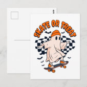 Schaats of Treat Ghost Halloween Briefkaart (Voorkant / Achterkant)