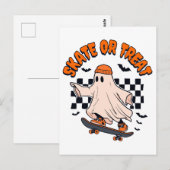 Schaats of Treat Ghost Halloween Briefkaart (Voorkant / Achterkant)