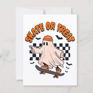 Schaats of Treat Ghost Halloween Briefkaart