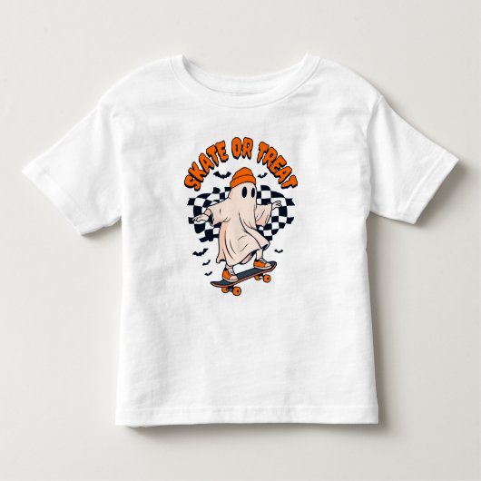 Schaats of Treat Ghost Halloween Kinder Shirts (Voorkant)
