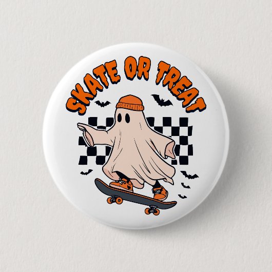 Schaats of Treat Ghost Halloween Ronde Button 5,7 Cm (Voorkant)
