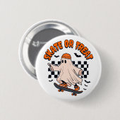 Schaats of Treat Ghost Halloween Ronde Button 5,7 Cm (Voorkant /achterkant)