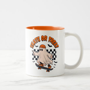 Schaats of Treat Ghost Halloween Tweekleurige Koffiemok