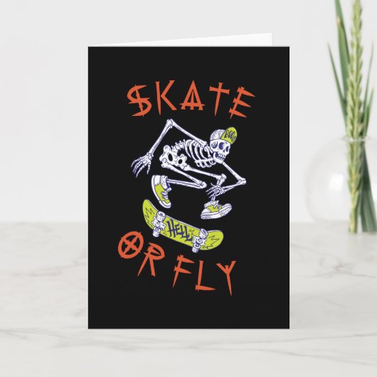 Schaats of Vlieg Skelet Skateboarder Kaart (Voorkant)