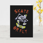 Schaats of Vlieg Skelet Skateboarder Kaart (Gele Bloem)
