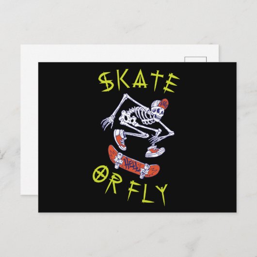 Schaats- of vliegkeletskateboarder briefkaart (Voorkant / Achterkant)