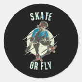 Schaats- of vliegkeletskateboarder ronde sticker (Voorkant)