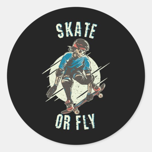 Schaats- of vliegkeletskateboarder ronde sticker (Voorkant)