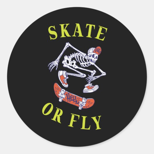 Schaats- of vliegkeletskateboarder ronde sticker (Voorkant)