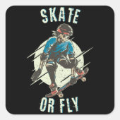 Schaats- of vliegkeletskateboarder vierkante sticker (Voorkant)
