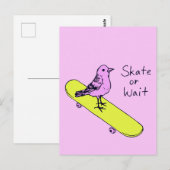 Schaats of wacht - Funny Bird Skateboard Briefkaar Briefkaart (Voorkant / Achterkant)