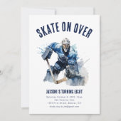 Schaats On Over Ice Hockey Verjaardag Uitnodigen G Kaart (Voorkant)