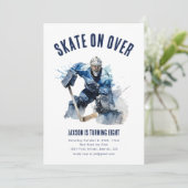 Schaats On Over Ice Hockey Verjaardag Uitnodigen G Kaart (Staand voorkant)