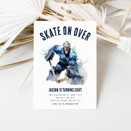 Schaats On Over Ice Hockey Verjaardag Uitnodigen G Kaart