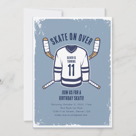 Schaats op Over Ice Hockey Verjaardagsuitnodiging Kaart (Voorkant)