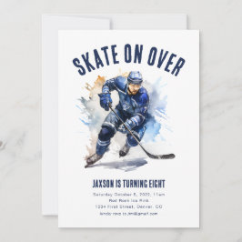 Schaats op Over Ice Hockey Verjaardagsuitnodiging Kaart